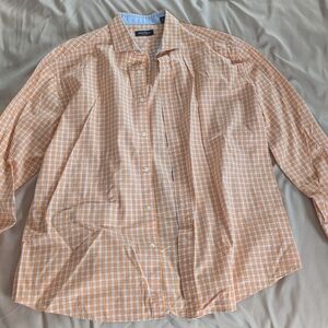 Nautica Men's Orange Checkered Button Down Shirt